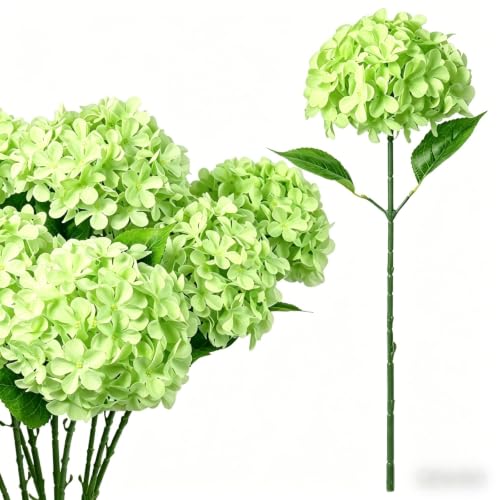 hydrangea artificial flowers 10pcs 22in faux hydrangea (10,light green) | Bouquets Arrangement for Home Table Centerpieces Wedding Baby Shower Birthday Party Decoration - color: Light Green