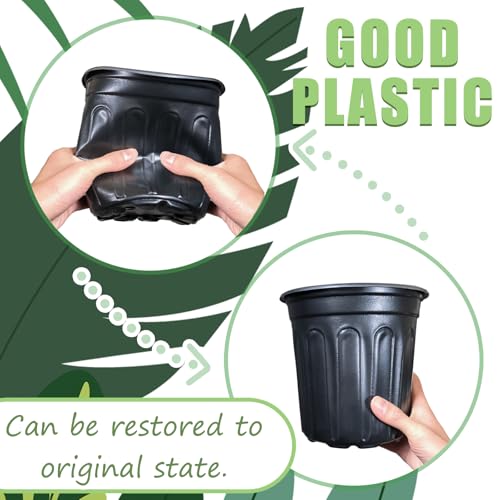 Jgalnim 60 Pack 1 Gallon Nursery Plant Pots,Thickened Flexible Plastic Seedling Pot with Holes,Flower Plant Container for Succulents,Cuttings,Transplanting,Home Garden(Black)