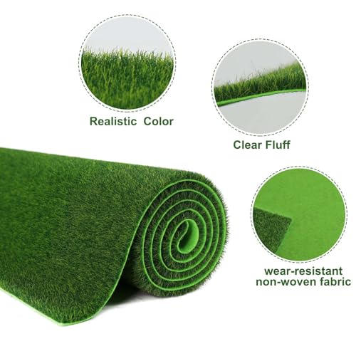 CP418YG Artificial Model Grass Mat Trains Grass Green 40 x 99cm or 16"x 38"for Decoration Craft Scenery Model DIY (8mm(0.31inch)) - size: 8mm