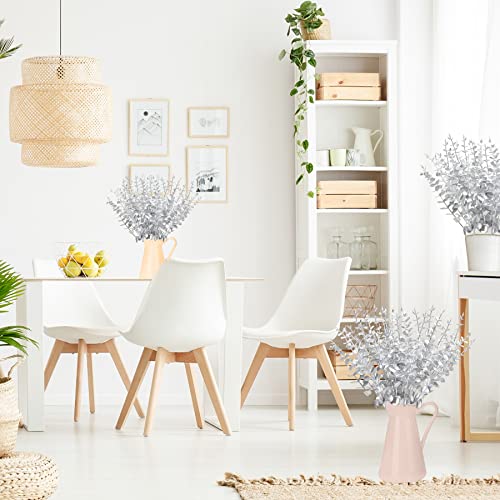 FEQO 36 Pcs Silver Eucalyptus Stems Artificial Leaves Faux Eucalyptus Stems Branches 15 inch for Wedding Bouquet Home Decor - color: Silver, size: 36 pcs