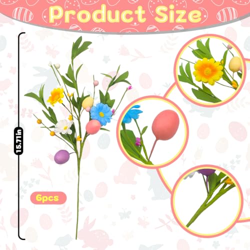 36 Packs Artificial Easter Flower, Colorful Egg Berries Decorations, Spring Flower Farmhouse Floral Decor Artificial Berry Stems for Vase - color: Easter