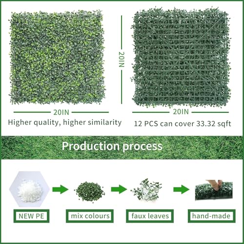 NETAP Grass Wall Panels Backdrop, 20"x 20"(6Pcs) Faux Boxwood Panels for Outdoor Indoor Green Wall Decor, Party Wedding Garden Fence Decorations - size: 20x20Inch 6Pcs