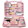 Grenebo 12-Piece Womens Gardening Tools Gift Set, Rust-Proof & Heavy-Duty Garden Tools with Durable Carrying Case, Fashionable & Thoughtful Gardening Gifts for Women&Men (Pink-Silver) - color: Pink-Silver