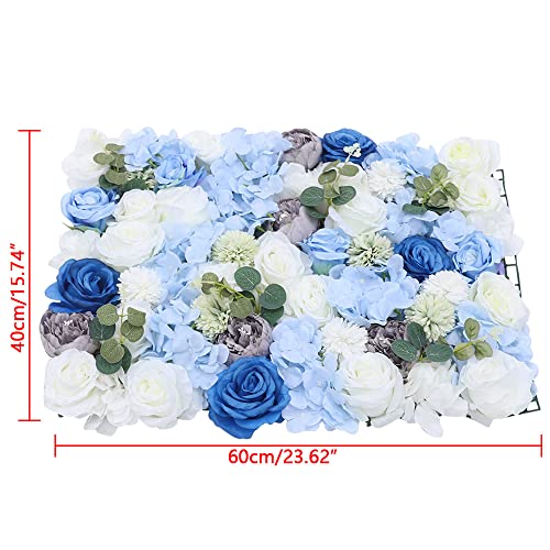 15.74"x 23.62" Artificial Flower Wall Panels,Flower Wall Mat Silk Flower Panels for Outdoor Garden Backyard Fence Fence Privacy Screen and Indoor Wall Decor (6Pcs White+Blue) - color: 6Pcs White+Blue