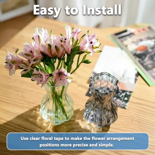 Clear Floral Tape, Waterproof Floral Tape 1/4 inches Wide Floral Vase Tape for Flower Bouquets and Flower Supplies Craft 2 Rolls Clear Florist Tape for Wrapping, Corsages, DIY Crafts (216Ft Per Roll)