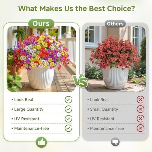 Alupssuc 24 Bundles Artificial Flowers for Outdoors Decoration, UV Resistant Silk Faux Floral Spring Fake Plastic Plants Greenery for Outside Indoor Home Porch Window Planter Decor, Mix 4 Colors - color: Red Purple Yellow White