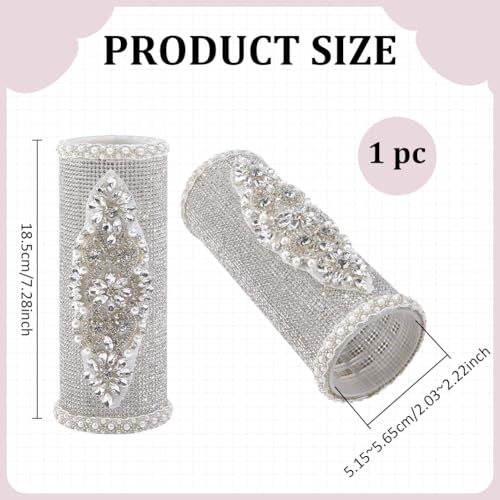 BENECREAT 7.2 Inch Wedding Bridal Bouquet Holder, Rhinestone Bouquet Handle, Bouquet Holder for Artificial Flowers Floral Arrangement Supplies Wedding Decoration