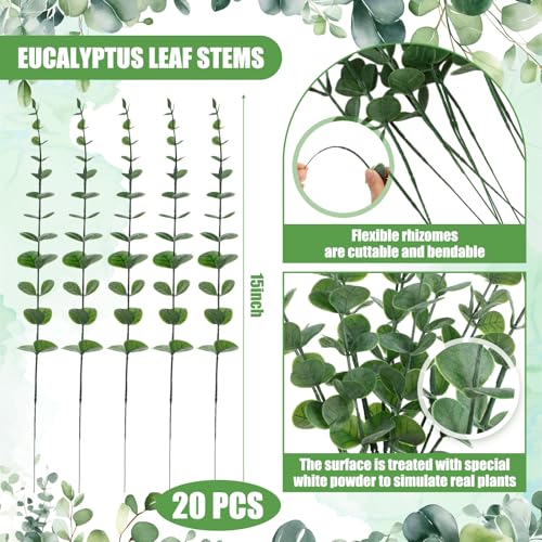 2 Pack 15" Wooden Wall Vase with 20 Pcs Artificial Eucalyptus Leaves Stems Planter, Boho Modern Farmhouse Bathroom Hanging Planter for Wedding, Hallway, Bedroom, Living Room - style: Modern