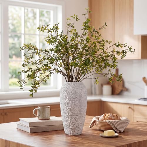 Zeyune 6 Pcs Artificial Greenery Stems 40 Inch Tall Faux Enkianthus Leaf Branches for Tall Vase, Decorative Green Branches for Modern Home Decor, Farmhouse Table Centerpiece, Wedding Arrangement - color: Green, size: Generic Style