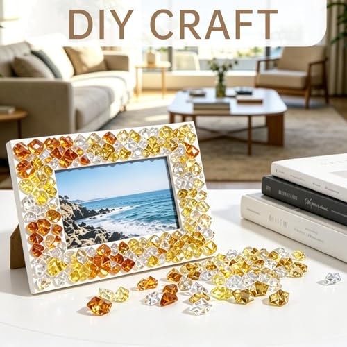 150 Pcs Fake Ice,17 * 23mm,Yellow Series Acrylic Gems Vase Filler,Plastic Diamonds for Table Decoration DIY Craft Aquarium Display Party Centerpieces. - color: Yellow Series, size: 17MMx23MM