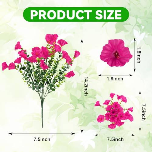 Alotiki 24 Bundles Artificial Flowers for Outdoors Decoration,Faux UV Resistant Morning Glory Flowers with Eucalyptus Leaves,for Porch Outside Indoor Yard Home Patio Decor(24, Multiple Color) - color: Eucalyptus Morning Glory, size: 24P