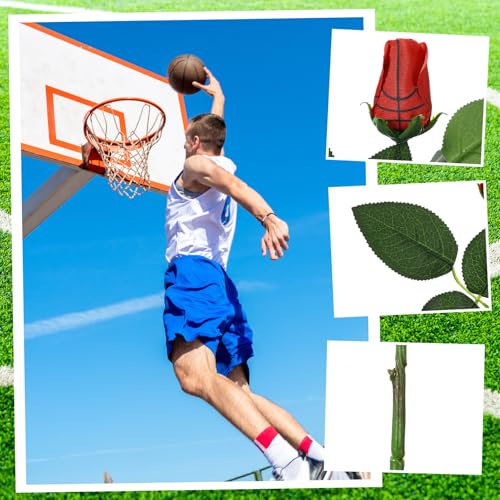 Suhine 12 Pcs Artificial Basketball Rose Flowers Sports Party Favors Bulk for Birthday Graduation Wedding Party Decoration Table Centerpieces Mom Team Coach Senior Night Gift(Basketball Color, Normal) - color: Basketball Color, size: Normal