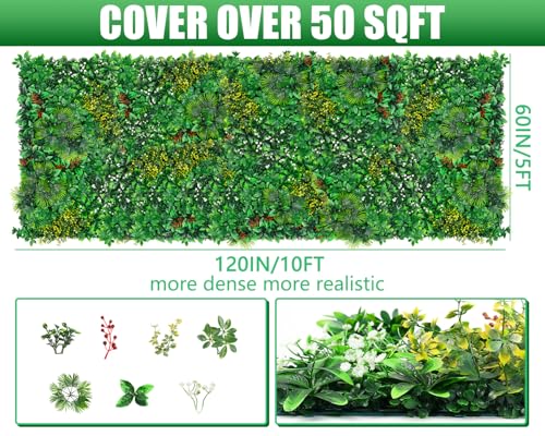 Grooy Grass Wall, Artificial Tropical Boxwood Panels 60"x120"(50 SQFT), Privacy Hedge Fence Screen with UV Protection, Greenery Backdrop for Indoor Home Wedding Decor and Outdoor Patio Backyard - color: Tropical, size: 60''x120''