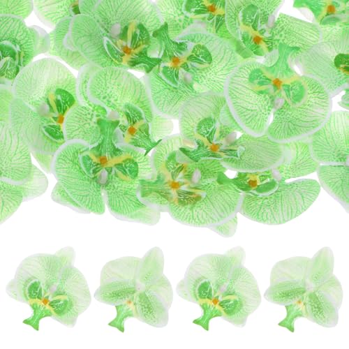 M METERXITY 20-Pack Artificial Orchid Flower Heads, Silk Faux Butterfly Flowers Head for Wedding/Bouquet/Bridal/Party Decor, Fake Phalaenopsis Petals Bulk [2.76 Inch, Green] - color: Green, size: 2.76 Inch
