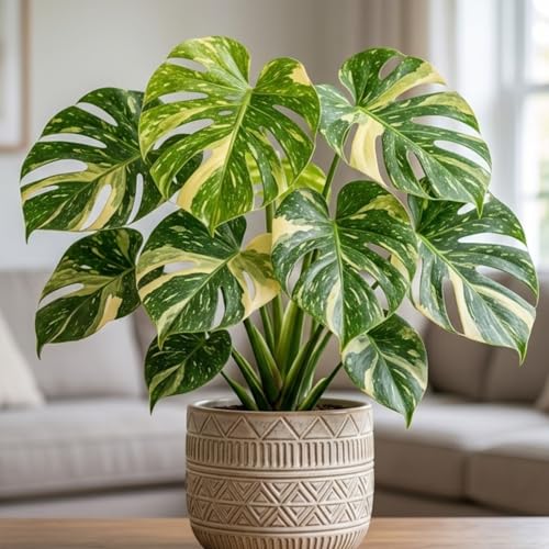 Variegated Monstera Plant Live, Monstera Live Plant, Philodendron Tropical Houseplants, 5 to 7 Inc Tall