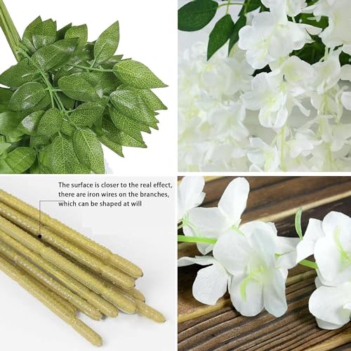 WEISPARK Wisteria Hanging Flowers - 36 Pieces 3.75 Feet/Piece Artificial Wisteria Vine Fake Ratta Hanging Garland Silk Flowers for Home Party Wedding Decor - color: 36pcs-white