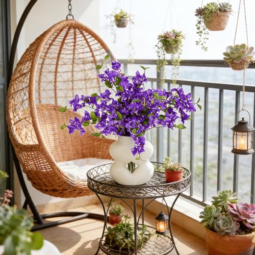 HCTCPALS Artificial Flowers for Outdoors 10 Pcs Bougainvillea Plant Realistic Silk Fake Flowers for UV Resistant Faux Plants Outdoor Indoor Outside Front Porch Hanging Planter Decoration-30” Purple - color: Bougainvillea Purple