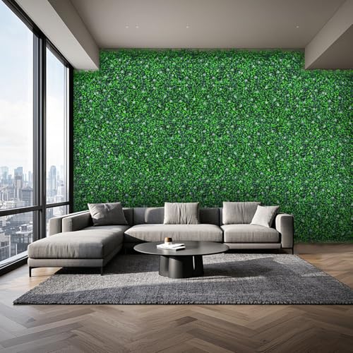 Yangrass Boxwood Roll Panels with Flowers, 60"x120" (50 sqft) Artificial Ivy Privacy Fence Screen, UV-Anti Faux Boxwood Roll Grass Wall Panels for Patio Garden Balcony Decor - size: 60x120inches