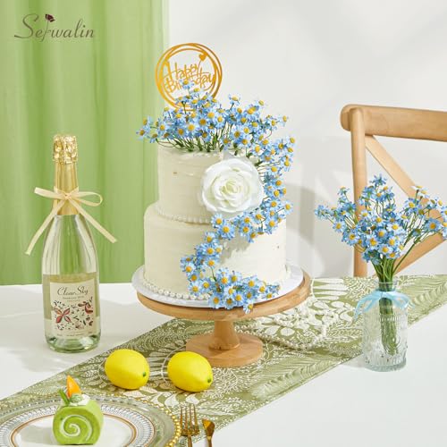 Serwalin 12pcs Small Blue Daisy Flowers Artificial, Realistic Fake Daisies Faux Wildflower Daisy Arrangements for Wedding, Vase Centerpiece Table Decorations, DIY Home Party(Not Include Vase) - color: Blue, size: 12PCS