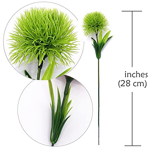 Artificial Dandelion Flowers (Green 10 Pcs) Plastic Plants Shrubs Bushes Fake Grass Wedding Indoor Outdoor Home Garden Verandah Centerpieces Arrangements Party Decoration Planting Filler - color: Dandelions Green/ 10 Pcs