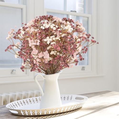 Baby Breath Flowers Fall Flowers Artificial Bulk, 24Pcs Fall Decor Fake Gypsophila Plants Bouquets Flowers Real Touch Faux Babies Breath Arrangement for Home Autumn Wedding Party Vase Decoration Pink - color: Fall Pink, size: 24pcs-Standard