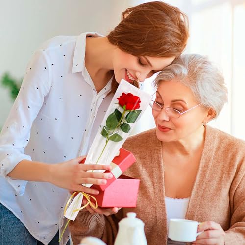 BEISHIDA 100 Pcs Single Rose Sleeve Bouquet Bags Kraft Paper Flower Bouquet Wrapping Paper Clear Single Flower Sleeve Rose Packaging For Mother's Day,Wedding,Valentine's Day(15.7 X 4.7in-White) - color: single-white
