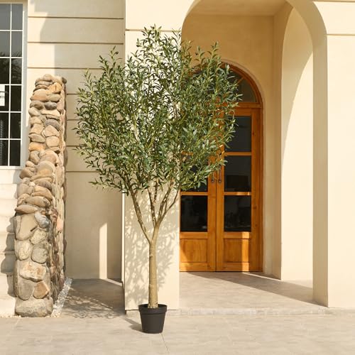 VeriNatural Artificial Olive Tree 8FT - Large Fake Olive Trees Indoor with 4028 Silk Leaves, Outdoor Potted Faux Plant with UV Resistant for Living Room,Office,Patio, Home Decor,VN157 - size: 8ft