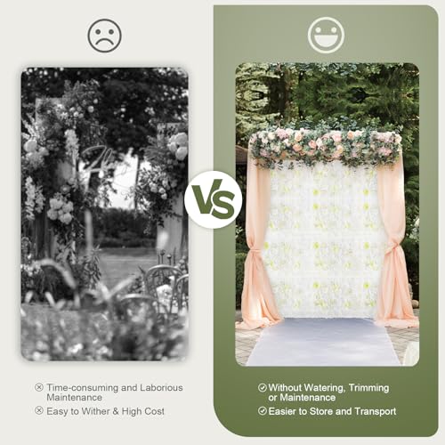 Artificial Flower Wall Panels, Silk Wedding Flower Wall Backdrop Panel, 3D Floral Panel Artificial Floral Wall Mat Flower Screen for Photo Party Wedding Wall Background Decor (12PCS White) - color: 12pcs White