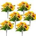 6pcs Artificial Flowers Sunflowers Plastic Artificial Plants with Stems for Wedding Bridal Shower Table Birthday Garden Decor Outdoor UV Resistant Fake Plants