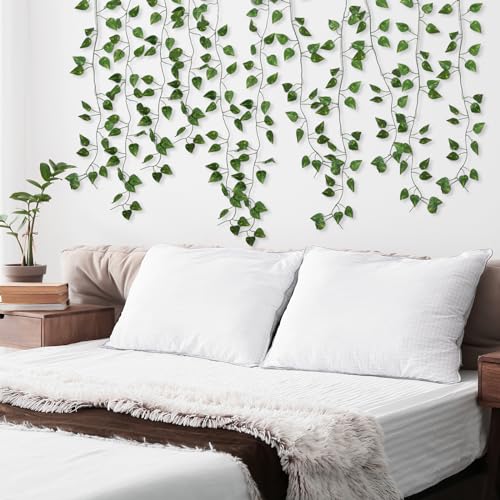CEWOR 36 Pack 252ft Artificial Ivy Greenery Garland, Fake Vines Hanging Plants Backdrop for Room Bedroom Wall Decor, Green Leaves for Jungle Theme Party Wedding Decoration - size: D-36pcs of Vines with 0 LED lights