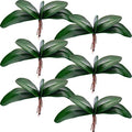 Chuangdi 6 Pcs 10.9 Inch Faux Orchid Leaves Artificial Orchids Leaves Phalaenopsis Stems Leaf Green Leaf Plants Green Faux Stem Latex Cymbidium Stems for Flowers Arrangements Pot Decoration - size: 10.9 Inch