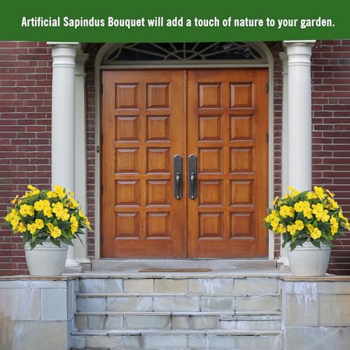 Fake Flowers Artificial Flowers For Outdoor，Artificial Plant Artificial Impatiens Bouquet Flowers For Outdoors Decoration，Silk Spring Artificial Plants For Outdoors Indoor Decor 2PCS（Yellow ） - color: Yellow-2