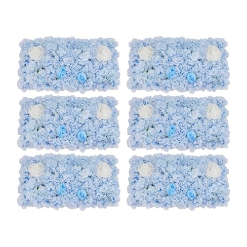 DNYSYSJ Artificial Hydrangea Flower Wall, 12pcs 15" X 15" 3D Silk Artificial Blue Hydrangeas Floral Wall Decor, Floral Backdrop with Stand Blue 2D for Photography Home Wedding Party Event Wall Decor - color: Blue Roses Hydrangea, size: 12 pieces