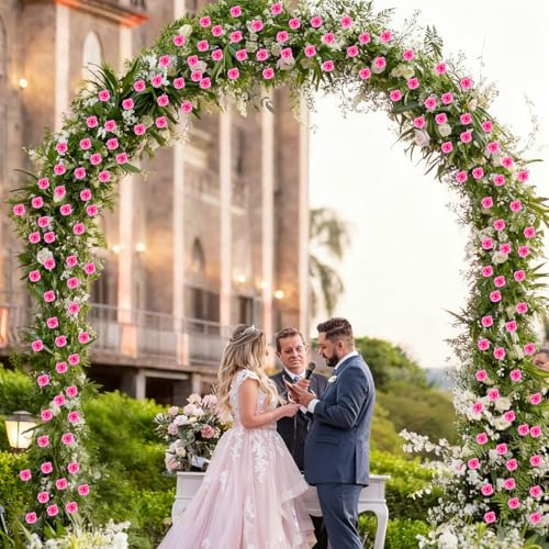 4Pcs Artificial Rose Vines Fake Flowers Garland with Green Leaves Faux Hanging Floral Plants for Home Bedroom Room Decor Aesthetic,Christmas Wedding Birthday Party Decoration (Magenta) - color: Magenta, size: 4Pcs-small rose