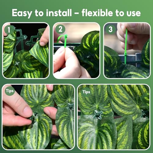Artificial Ivy Privacy Fence Screen, 120x60 inch Artificial Hedge Grass Wall, Faux Ivy Fence Privacy Screen, Decoration for Patio, Balcony, Garden, Color Printing Watermelon Leaves - color: Color printing watermelon leaves, size: 120x60 inch