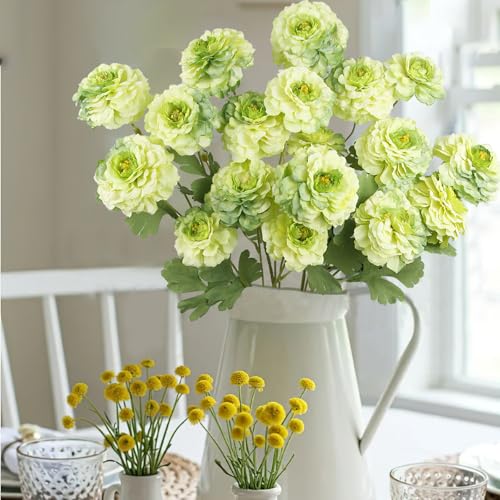 3 Pcs Artificial Flowers Spring Summer Green Zinnia Silk Flowers with Long Stems Zinnia Elegans Artificial Flowers for Outdoors Floral Arrangements Table Centerpieces Wedding Party Home Decor - color: Green
