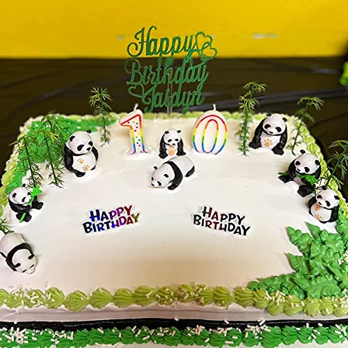 100Pcs Miniature Bamboo Trees with Panda Figurines, 4-6 inch Green Plastic Model Trees for Train Scenery, Fairy Garden, Diorama, Cake Topper Decoration, 1:75 Scale Landscape Accessories