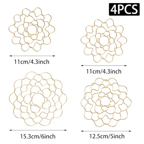 Mormchlots 4pcs Mixed Metal Flowers Arrangement Holder,Reusable Flower Frog Durable Floral Grid,Modern Flower Lid Organizer for Vase Floral Stems/Bouquets（Gold） - color: Gold