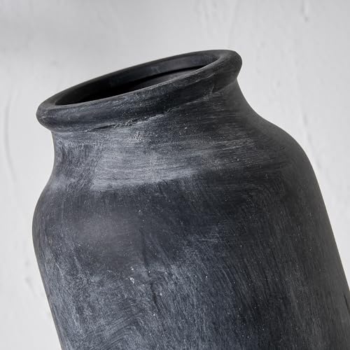 SIDUCAL Rustic Farmhouse Flower Vase | 9.5 Inch Large Ceramic Vase | Pampas Grass | Modern Farmhouse Decor for Home Decor, Table, Living Room Decoration, Shelf Decor, Mantel, Black - color: Gs18049-black