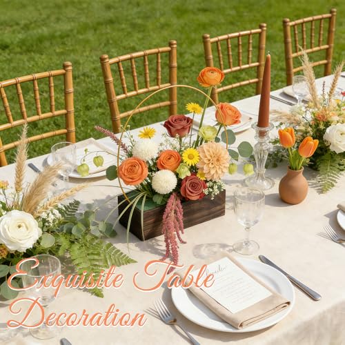 24Pack Floral Hoop Centerpiece Kit, 8Pcs 12'' Metal Floral Hoop Centerpiece with Stand+ 8Pcs Wood Cube Planter Box + 8Pcs Floral Foam Blocks for DIY Wedding Christmas Party Home Garden Decor - size: 12'' Single Hoop-Large-24pack