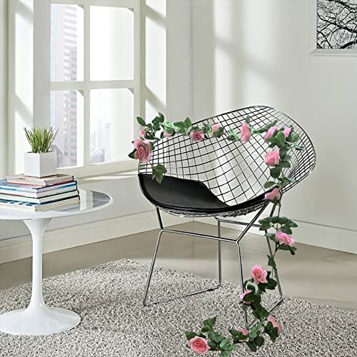 2 Pack Artificial Rose Vine Garland Fake Roses Flowers Plants Vines Hanging Floral Leaves Decoration for Wedding Party Table Garden Arch Wall Home Room Decor(Pink) - color: Pink, size: 【2 Pcs】