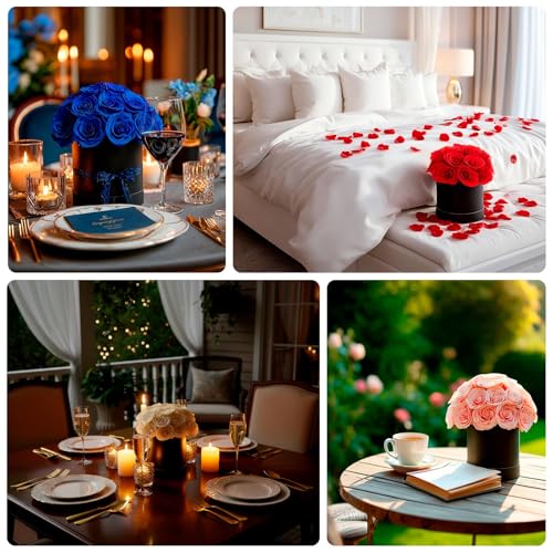Efavormart 27pcs Blush Pink Artificial Rose Centerpiece in Black Gift Box, Prearranged Premium Silk Roses for Luxury Gifting and Modern Table Decor - color: Blush Rose01