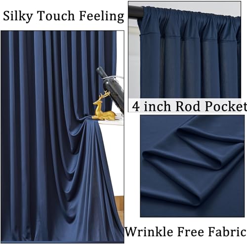 10ft x 8ft Wrinkle Free Navy Blue Backdrop Curtains for Parties, Thick Fabric Photo Backdrop Drapes for Weddings Photography Birthday Party Backgrpund Decor - color: Navy Blue, size: 10ftx8ft