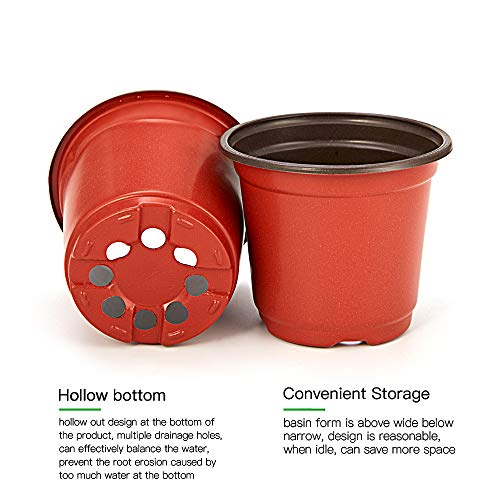 JERIA 100-Pack 4 Inch Plastic Plant Nursery Pots Come with 100 Pcs Plant Labels, Seedling Flower Plant Container and Seed Starting Pots - size: 4 Inch