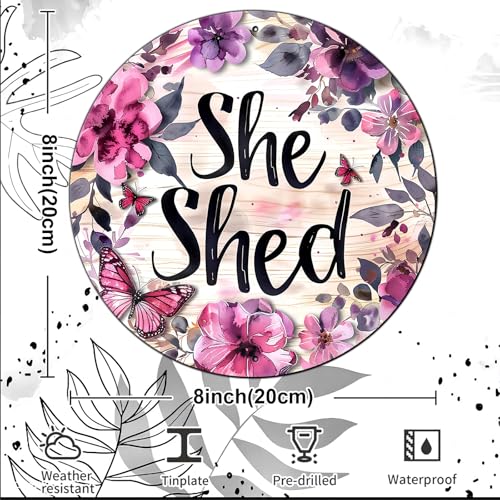 Vintage She Shed Round Metal Sign She Shed Decor Rustic Wreath Wall Decoration for Home Kitchen Garden Women Cave Indoor Outdoor Home Porch Window Decor 8 Inch - color: Thanksgiving 11, size: 8 inches