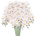 M METERXITY 6-Pack Artificial Orchid Flowers 9 Large Petals 37 Inch Faux Phalaenopsis Silk Bouquets Real Touch White Purple Fake Orchids for Home/Wedding/Christmas/Party/Garden/Office - color: White Purple