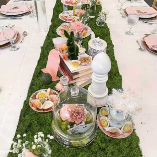 2Pcs Artificial Moss Rolls for Decoration Fake Moss Rug Table Runner 12" x 79" Artificial Grass for Plants Indoor Green Faux Mossy for Planters Crafts Centerpieces Fairy Garden 30 x 200cm - color: Green, 2 Pcs 12 X 79 Inch/30 X200 Cm
