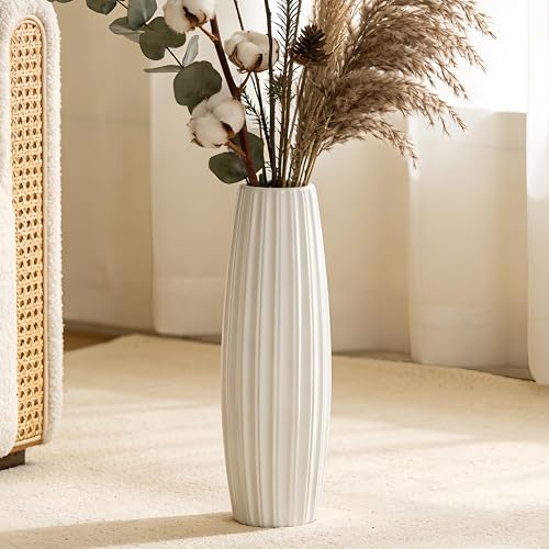 Large Floor Ceramic Vase 17.7 Inches Tall,White Modern Flower Tall Vases for Office, Home,Farmhouse,Living Room Décor,Simple Origami Design Fall Decorative Porcelain Flower Arrangement Vase Ideal Gift - color: Shape 1, size: 17.7 inch