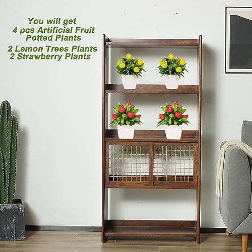 4 Fake Potted Plants Small Artificial Fruit Plants with Pots Lemon 2pcs Strawberry 2pcs Potted Plants for Indoor Decor Outdoor Garden Decorations - color: Type C