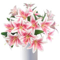 Artificial Light Pink Lilies Flowers,10Pcs Faux Lily Flower,20''Tiger Lily Branch with 2 Full Blooms, Faux Fake Lilies Plants for Wedding Bouquet Home Party Indoor Floral Arrangements - color: Light Pink